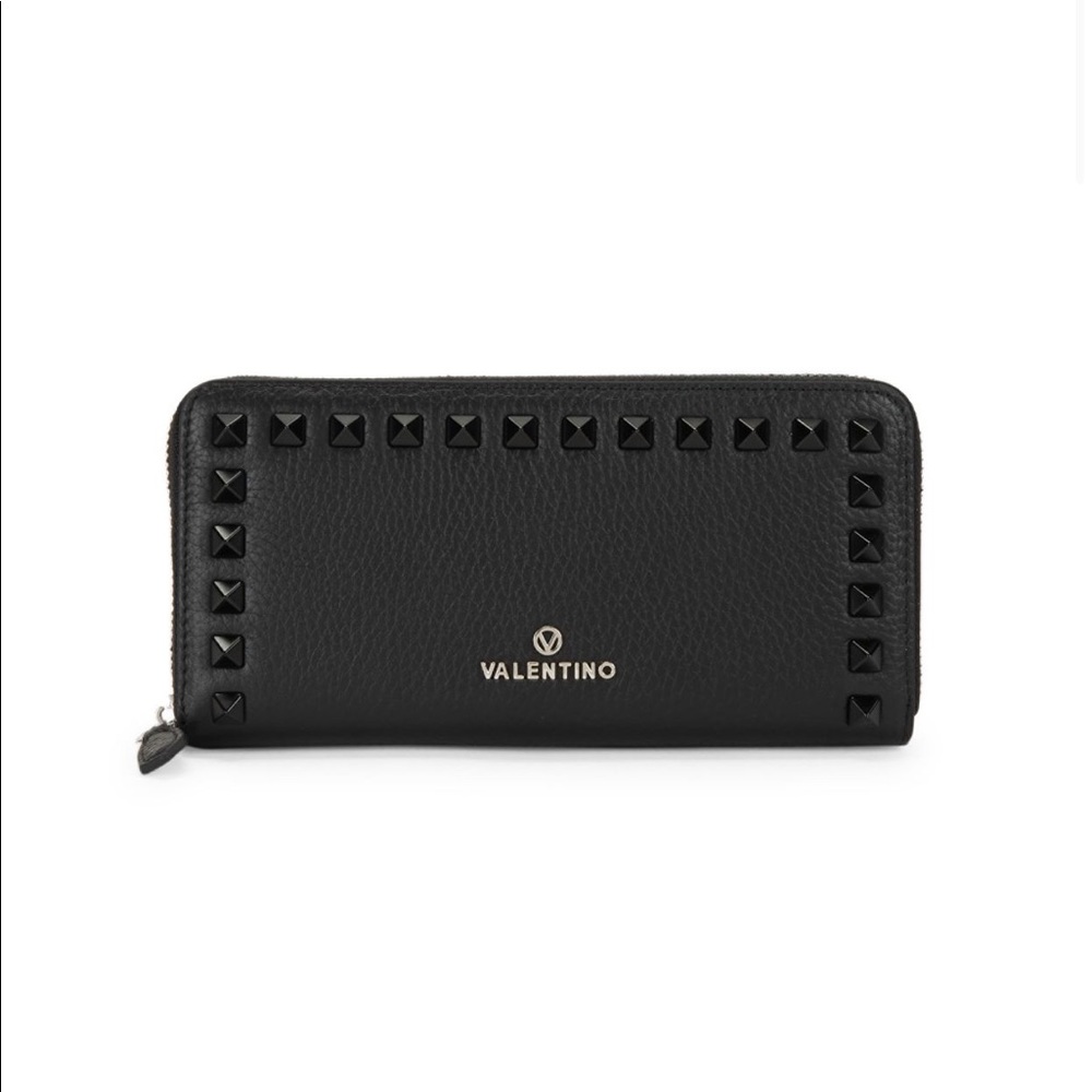 Valentino Leather Trim Studded Wallet
